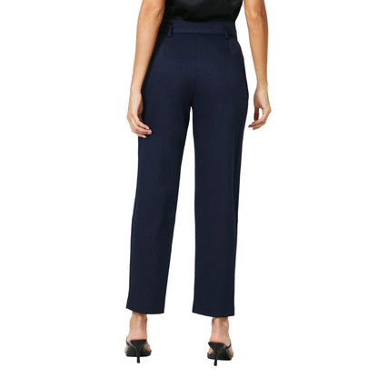 Navy - Back - Principles Womens-Ladies Belted Paperbag Trousers