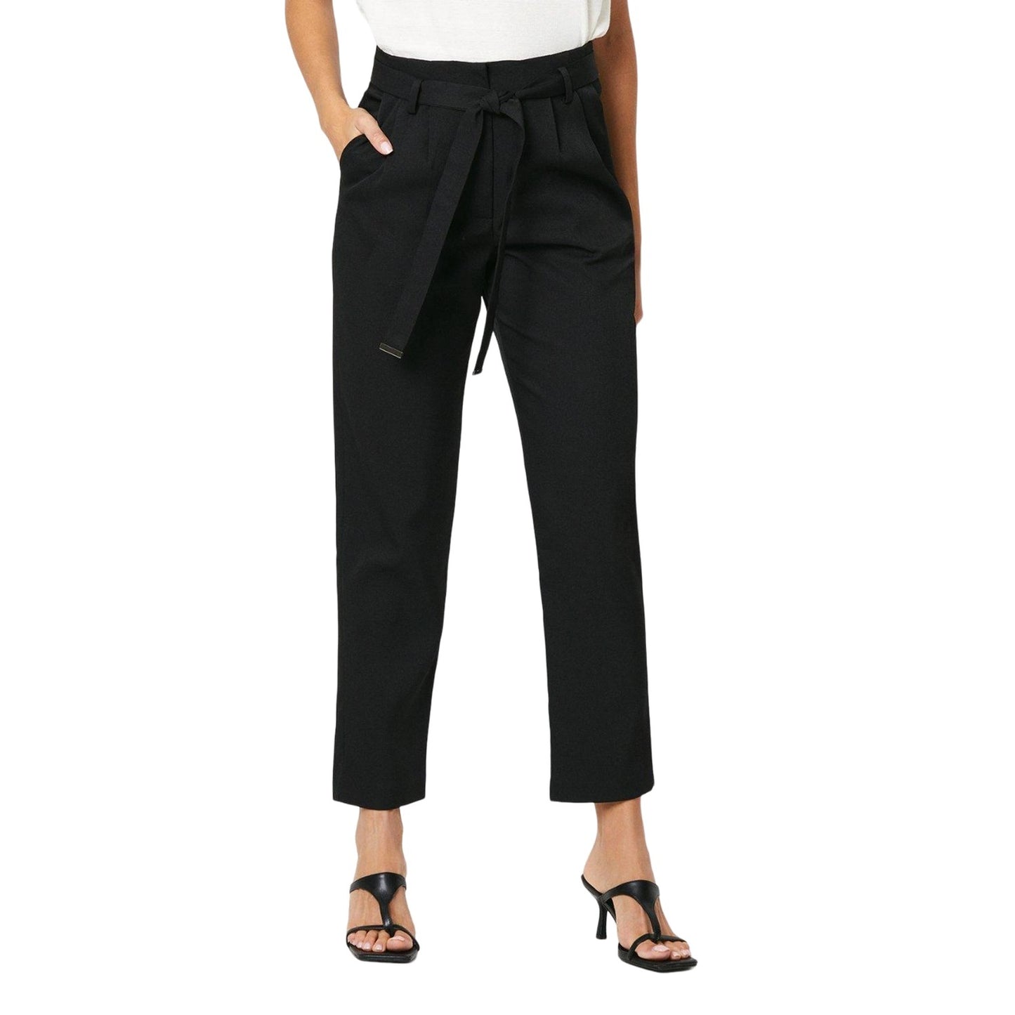 Black - Front - Principles Womens-Ladies Belted Paperbag Trousers