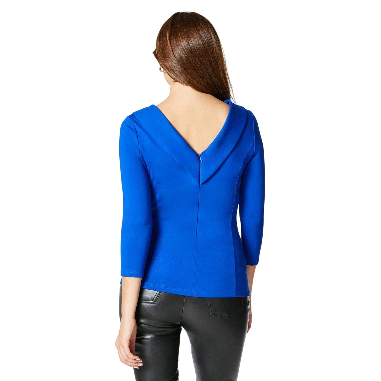 Cobalt - Back - Principles Womens-Ladies Ponte Shawl Collar Top