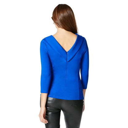 Cobalt - Back - Principles Womens-Ladies Ponte Shawl Collar Top