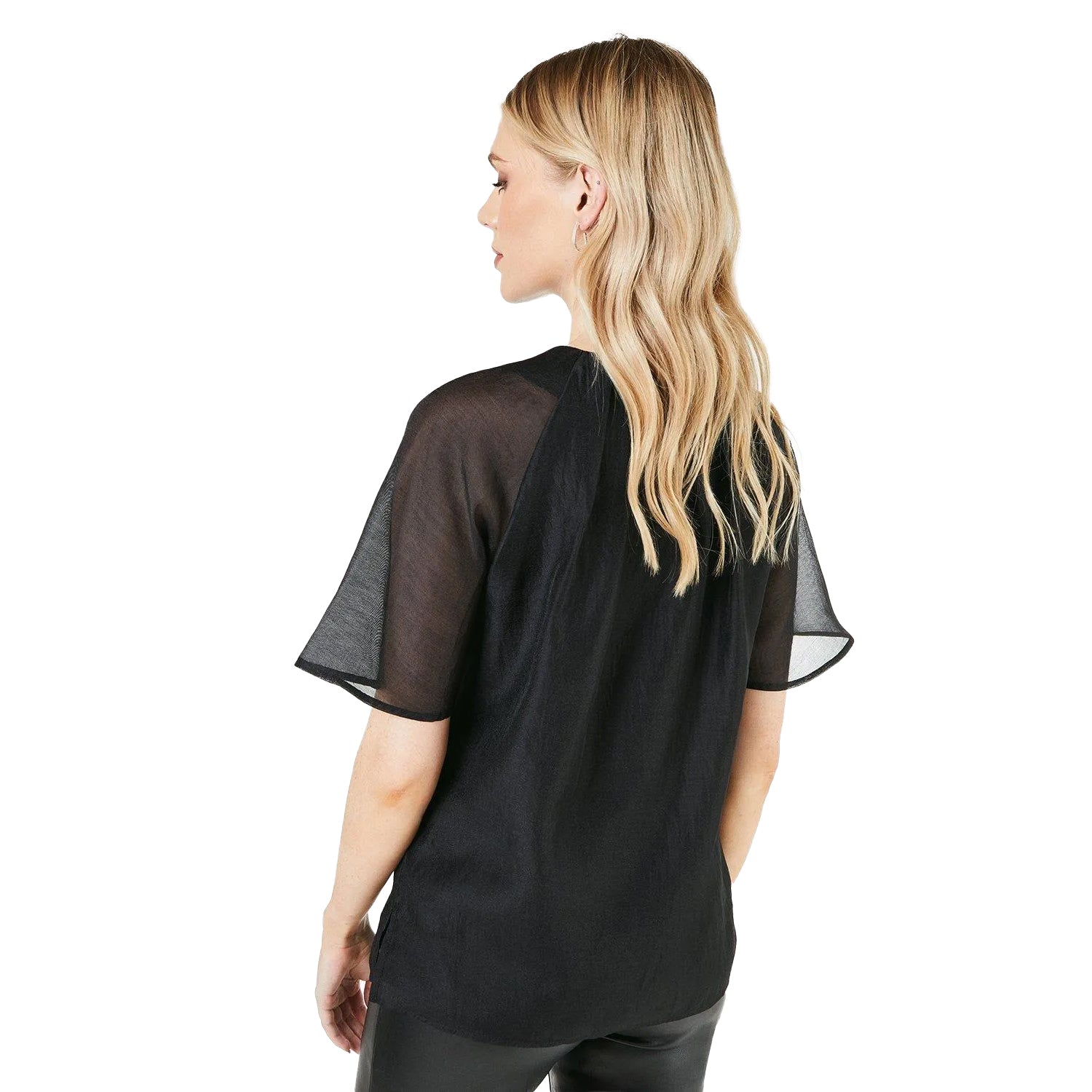 Black - Back - Principles Womens-Ladies Pleated Top