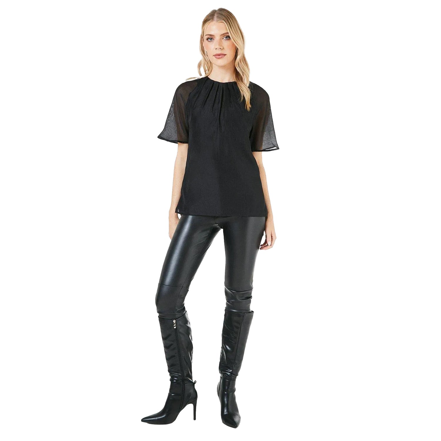 Black - Lifestyle - Principles Womens-Ladies Pleated Top