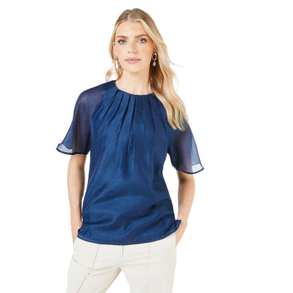 Navy - Front - Principles Womens-Ladies Pleated Top
