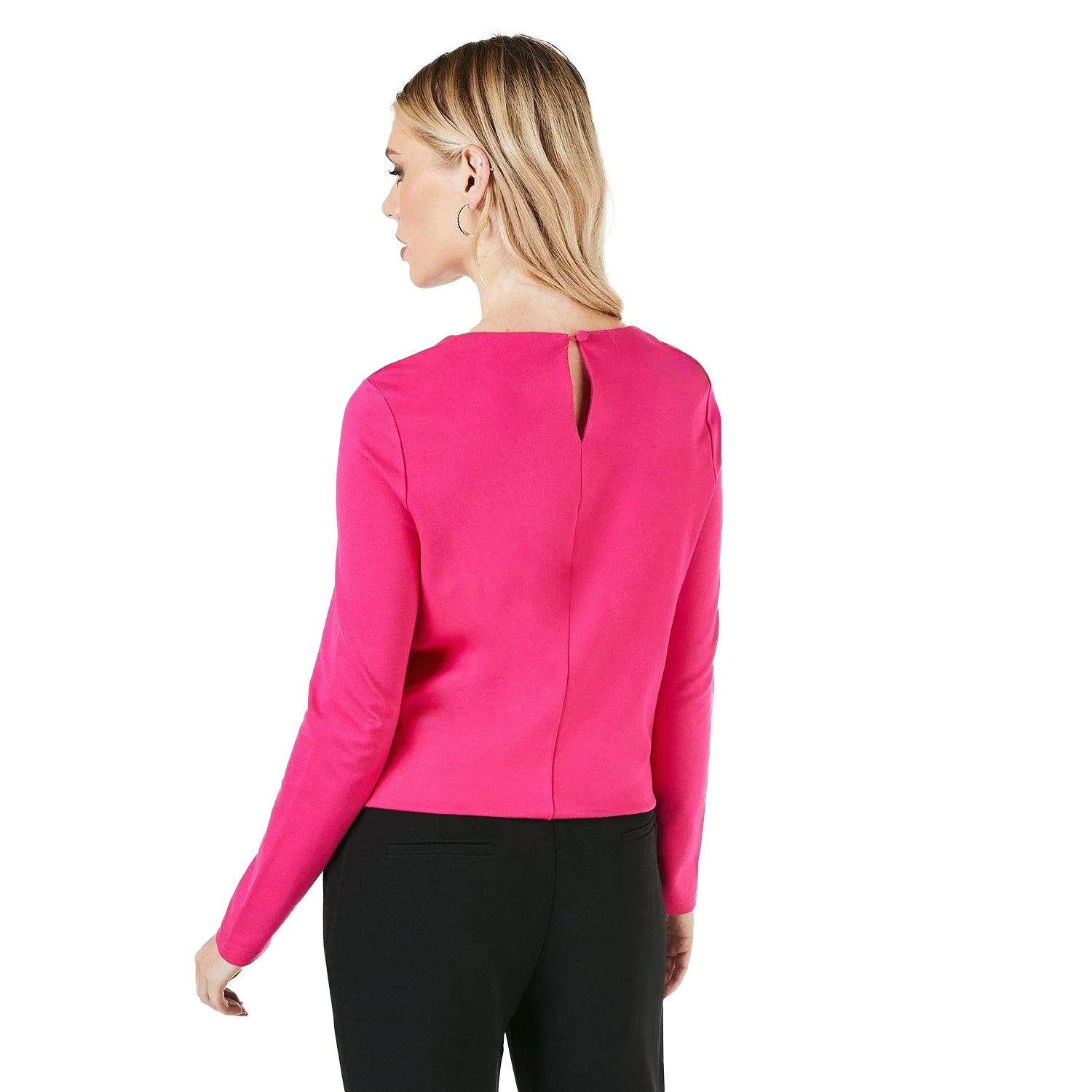 Pink - Back - Principles Womens-Ladies Ponte Trim Detail Top