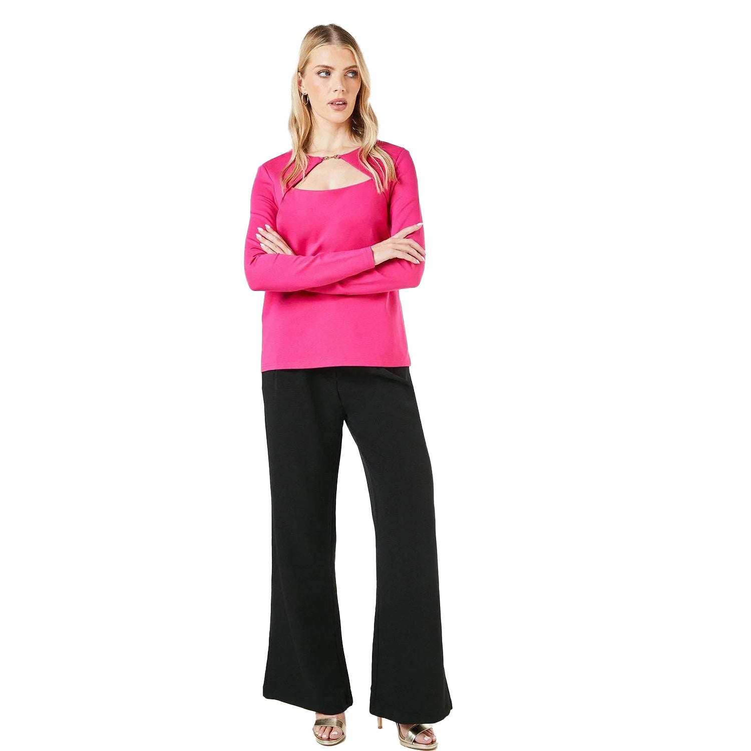 Pink - Lifestyle - Principles Womens-Ladies Ponte Trim Detail Top