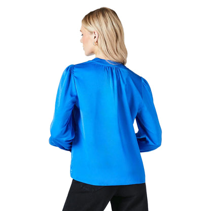 Blue - Back - Principles Womens-Ladies Satin Pussybow Top