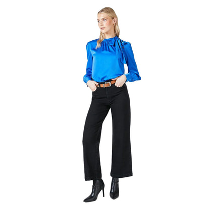 Blue - Lifestyle - Principles Womens-Ladies Satin Pussybow Top