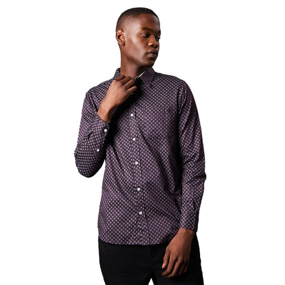Purple - Front - Maine Mens Geometric Pattern Foulard Long-Sleeved Shirt