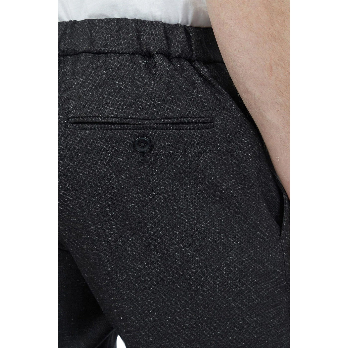 Grey - Side - Red Herring Mens Half Elasticated Waist Slim Trousers
