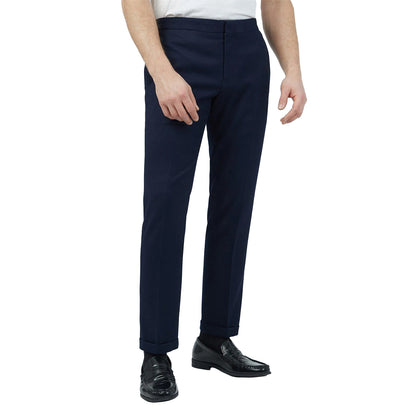 Navy - Front - Red Herring Mens Half Elasticated Waist Slim Trousers