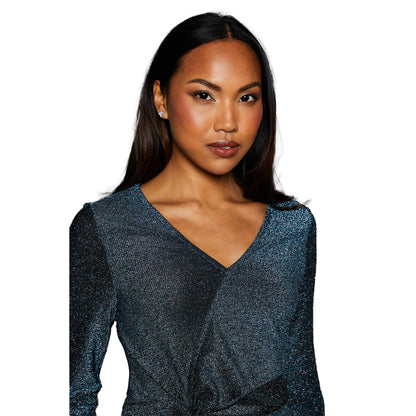 Green - Side - Principles Womens-Ladies Glitter Jersey Twisted Wrap Top