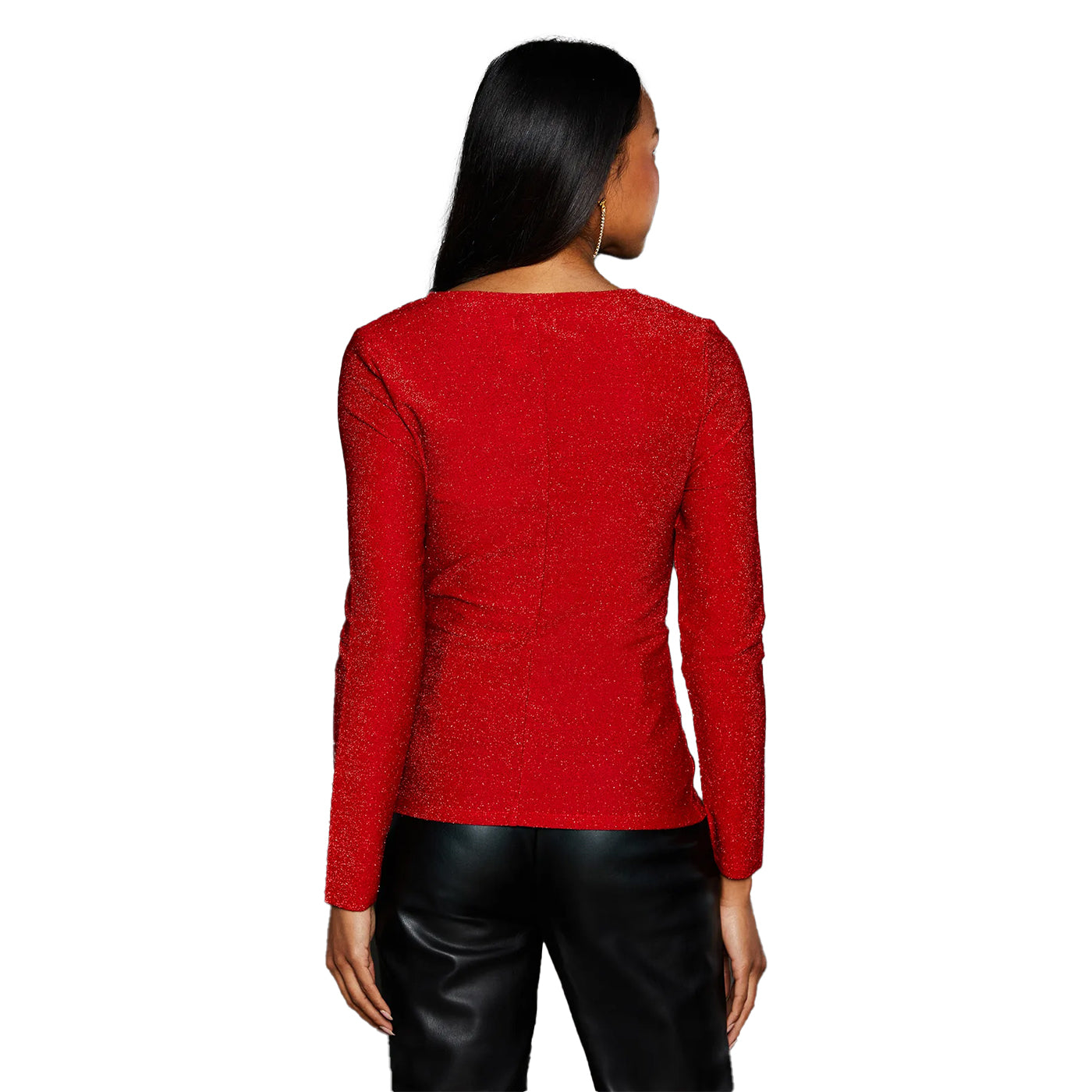 Red - Back - Principles Womens-Ladies Glitter Jersey Twisted Wrap Top