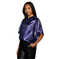 Navy - Front - Principles Womens-Ladies Metallic Slit Sleeve Top