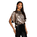 Bronze - Front - Principles Womens-Ladies Metallic Slit Sleeve Top