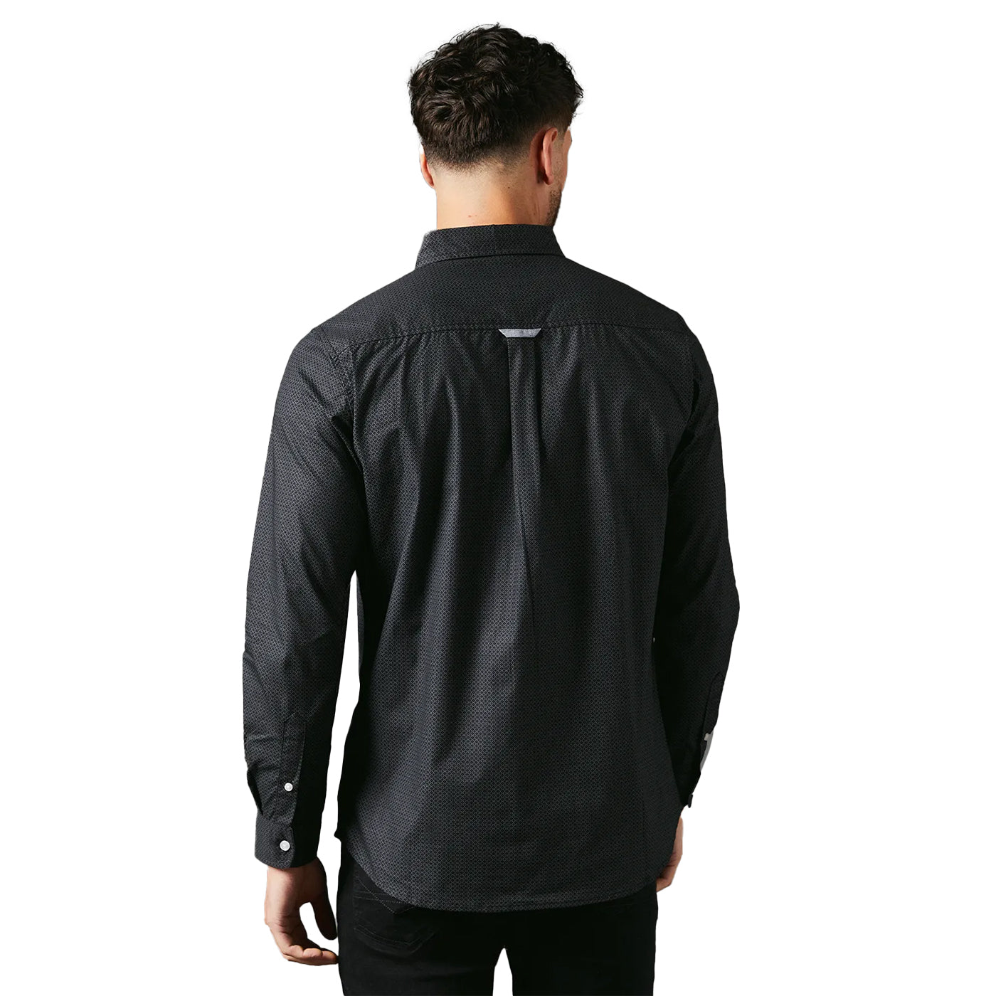 Black - Back - Maine Mens Octo Geometric Long-Sleeved Shirt