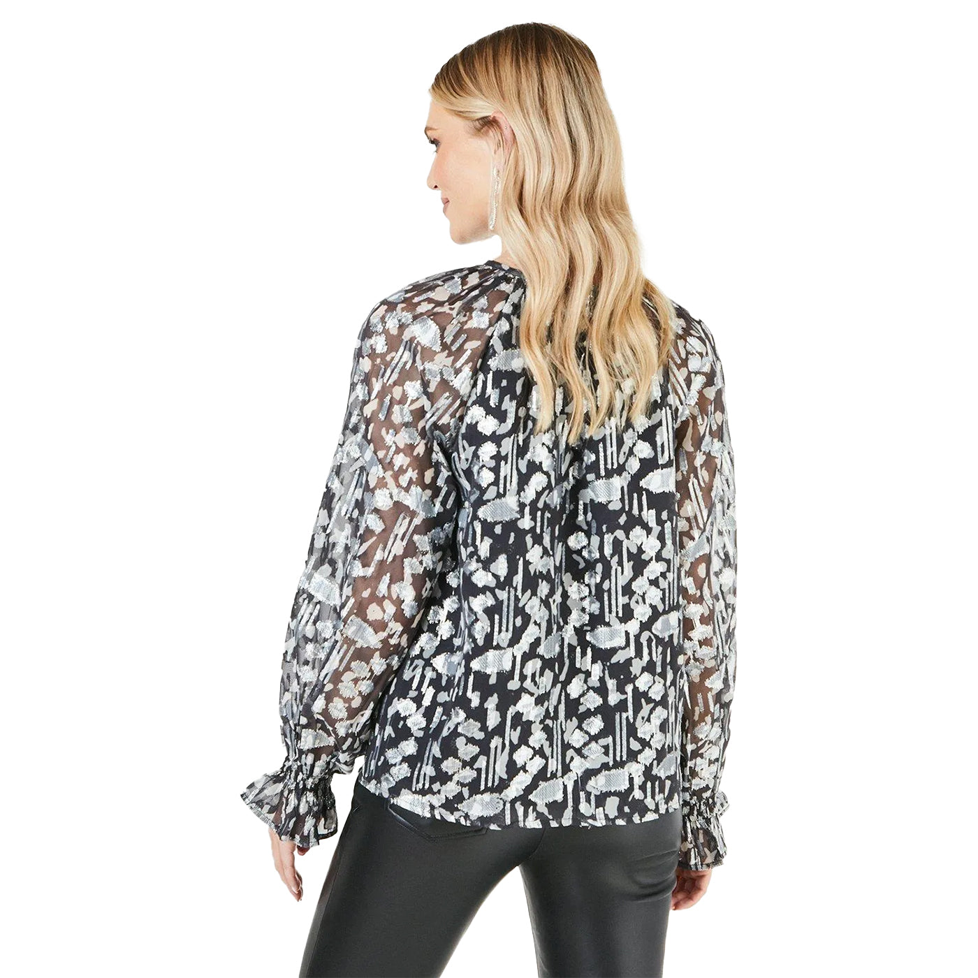 Black - Back - Principles Womens-Ladies Abstract Metallic Bar Detailed Blouse