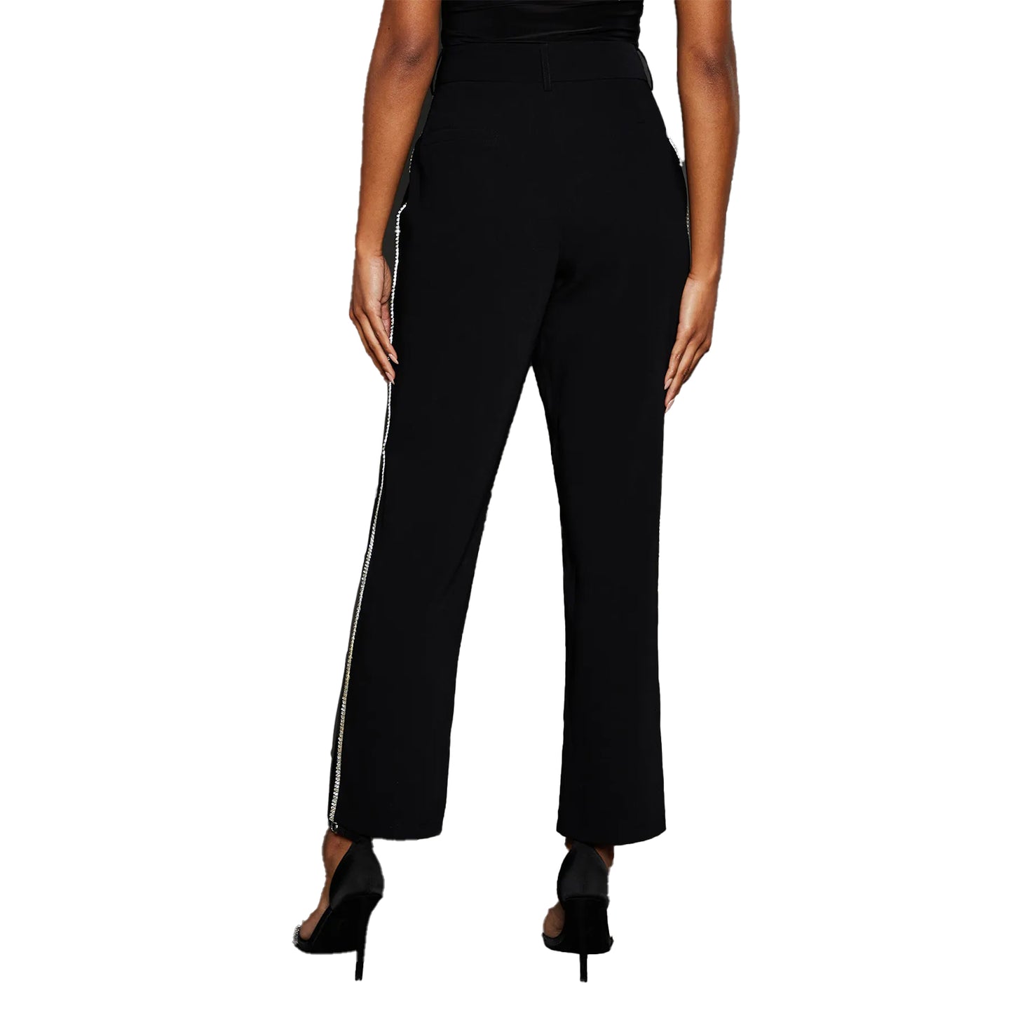 Black - Back - Principles Womens-Ladies Diamond Trim Tapered Trousers