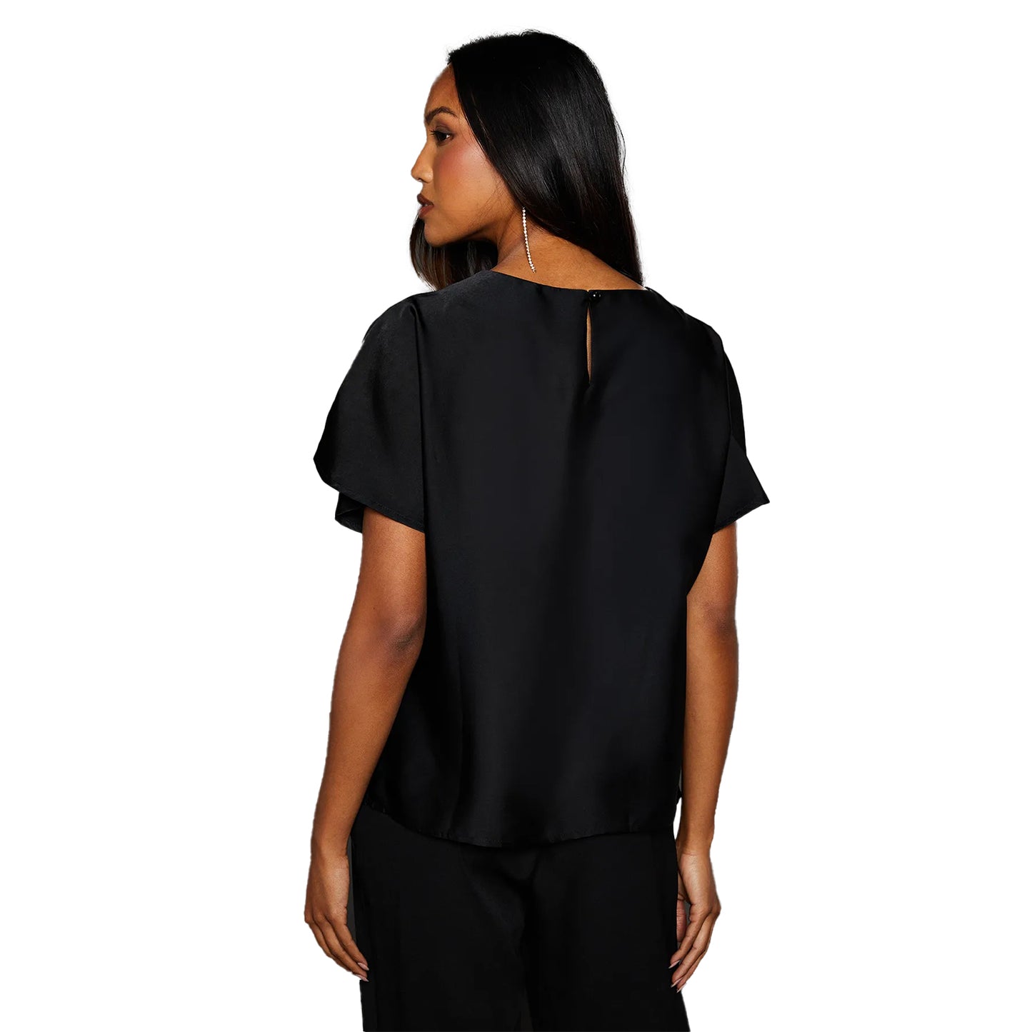 Black - Back - Principles Womens-Ladies Satin Drape Shoulder T-Shirt