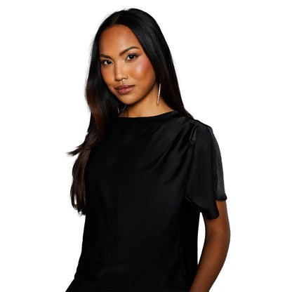 Black - Lifestyle - Principles Womens-Ladies Satin Drape Shoulder T-Shirt
