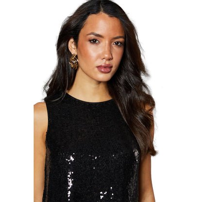 Black - Lifestyle - Principles Womens-Ladies Sequin Oversized Vest Top