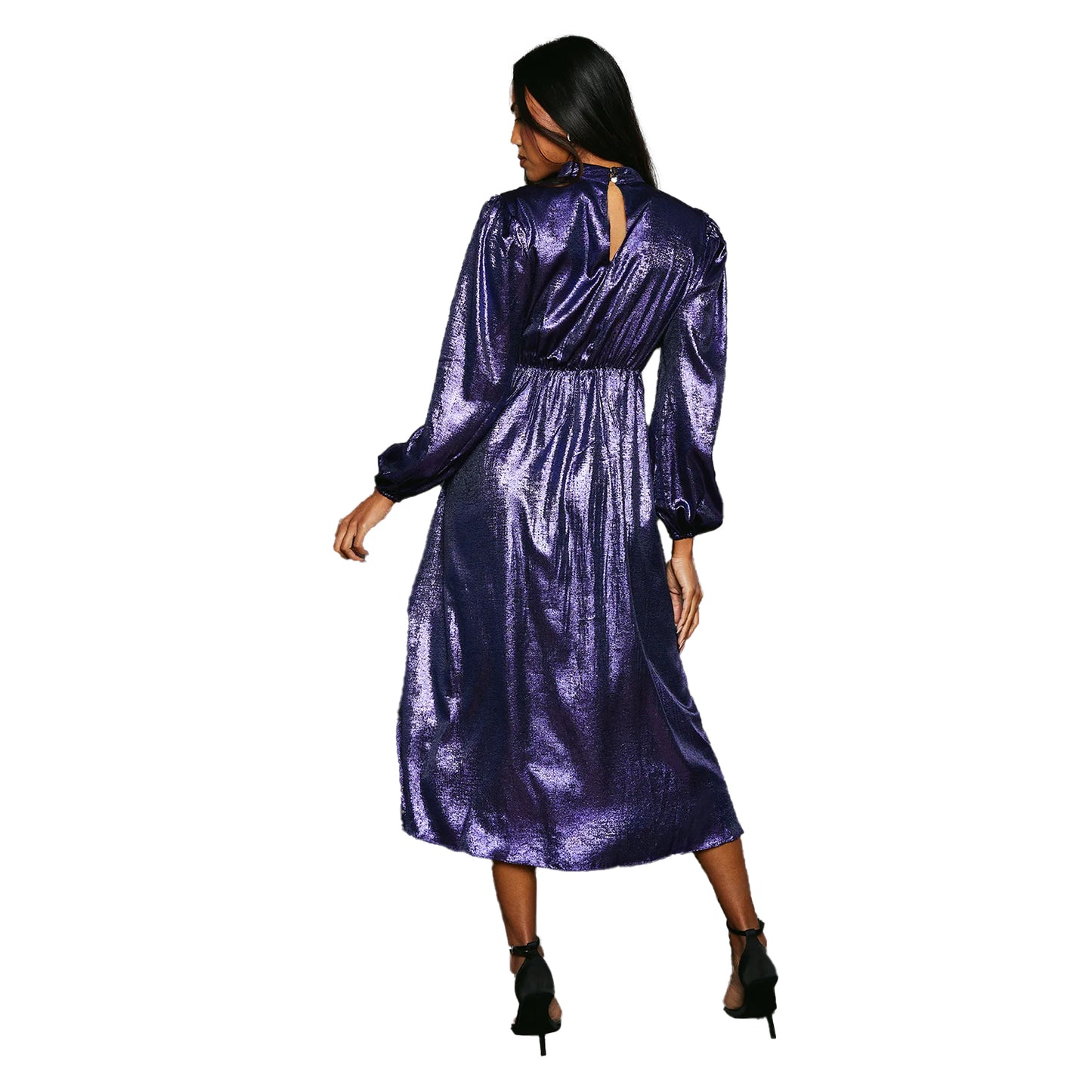 Navy - Back - Principles Womens-Ladies Metallic Waist Detail Midi Dress
