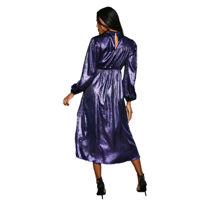 Navy - Back - Principles Womens-Ladies Metallic Waist Detail Midi Dress