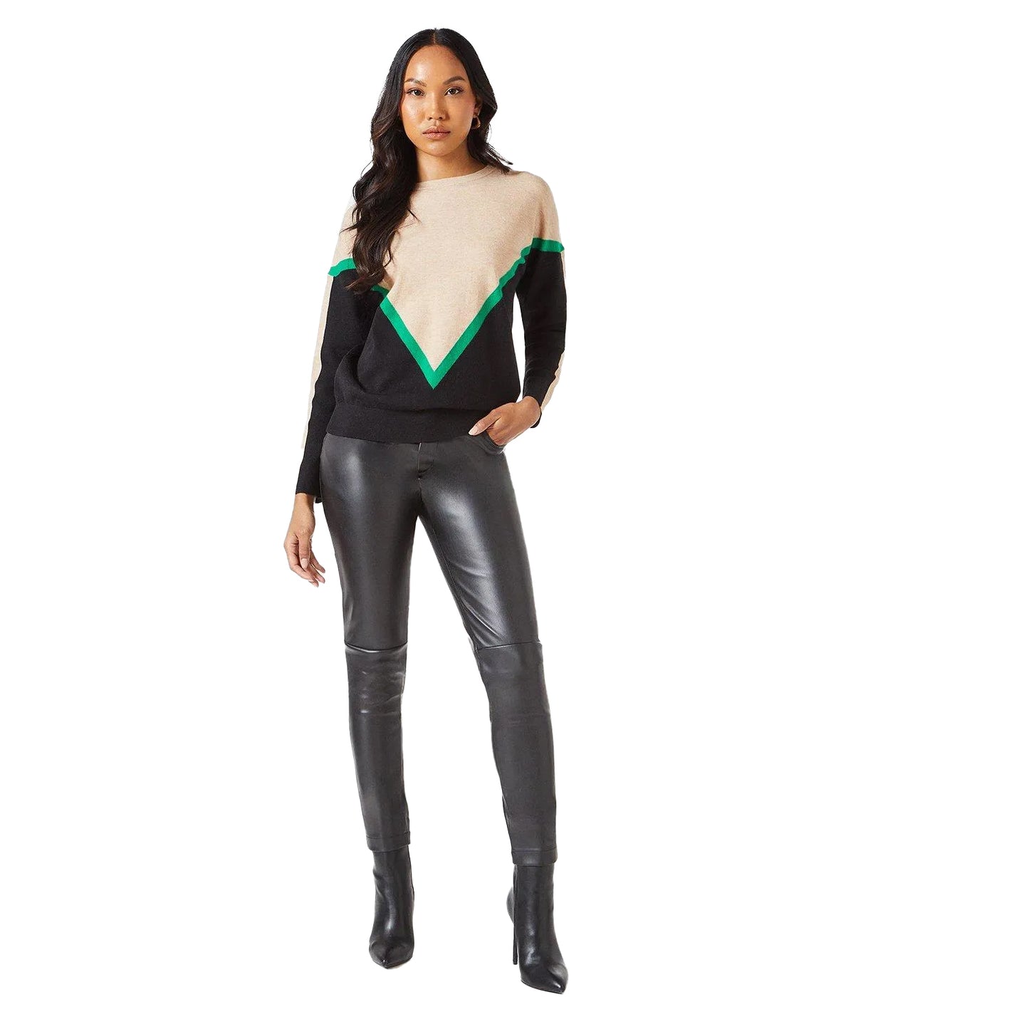 Camel - Lifestyle - Debenhams Womens-Ladies Chevron Stripe Crew Neck Jumper