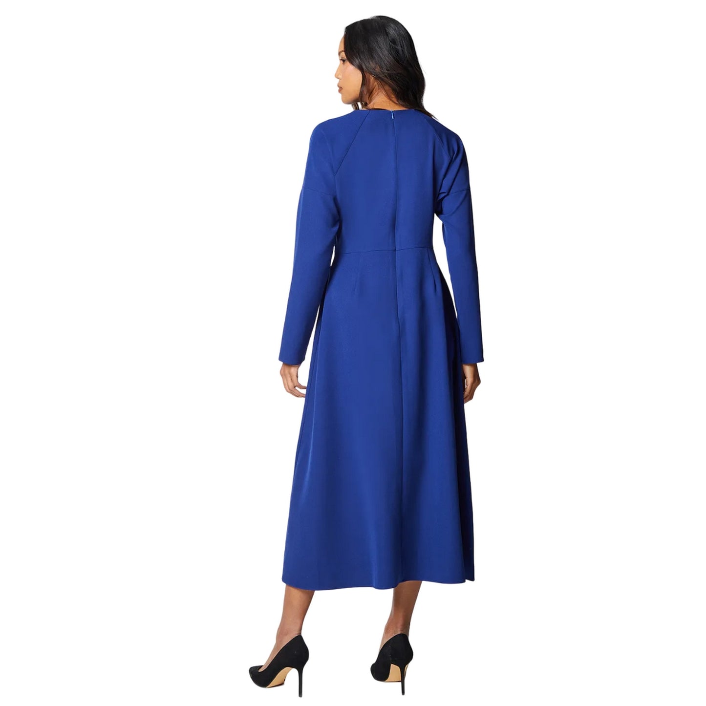 Blue - Back - Principles Womens-Ladies Elizabeth Crepe Woven Midi Dress