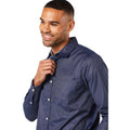 Navy - Side - Maine Mens Zizi Textured Long-Sleeved Shirt