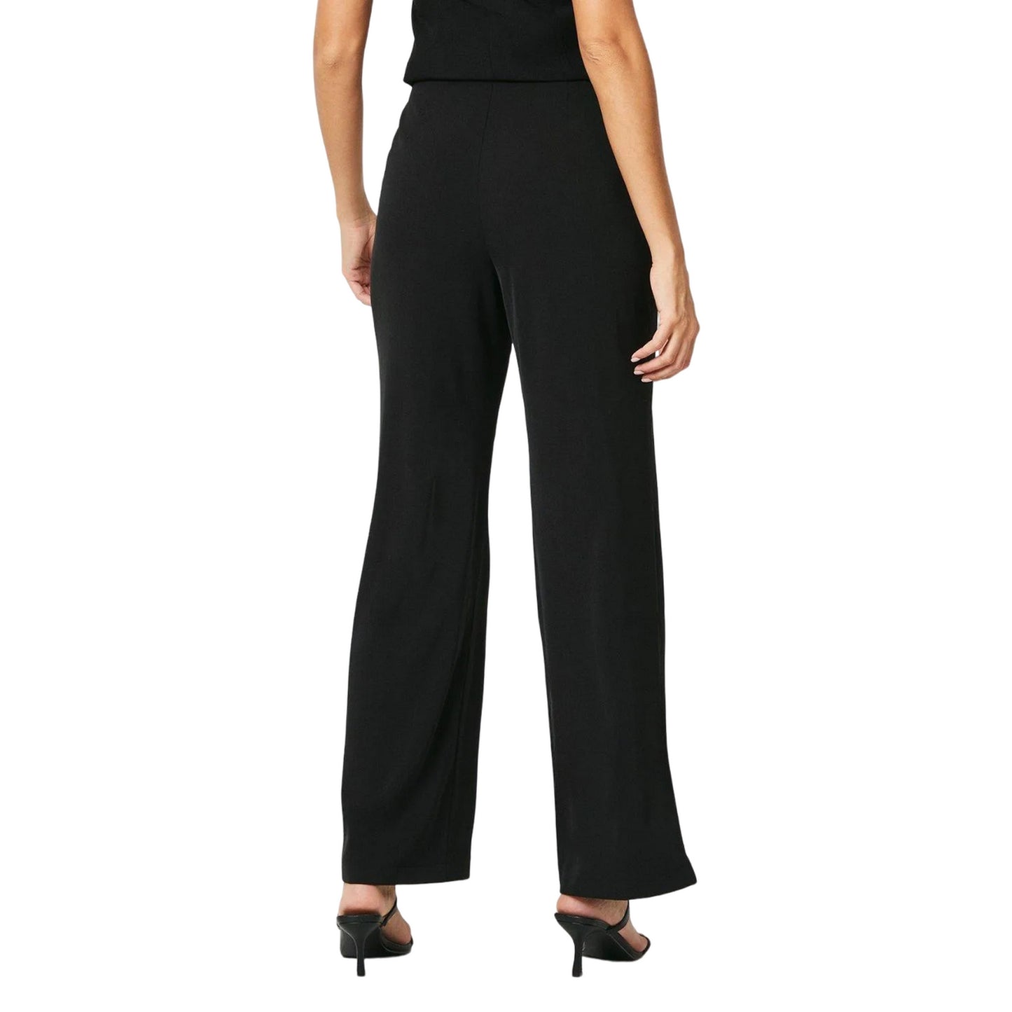Black - Back - Principles Womens-Ladies Side Slit Pintuck Straight Leg Trousers