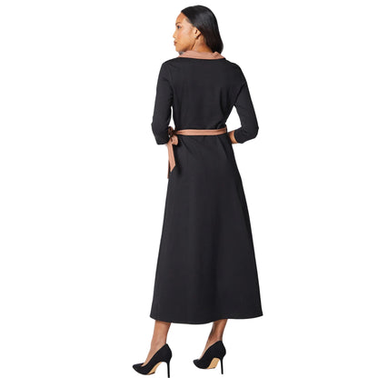Black - Back - Principles Womens-Ladies Contrast Ponte Wrap Dress