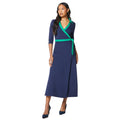 Navy - Front - Principles Womens-Ladies Contrast Ponte Wrap Dress