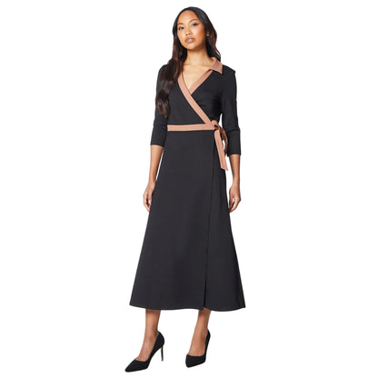 Black - Front - Principles Womens-Ladies Contrast Ponte Wrap Dress