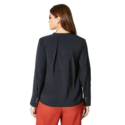 Black - Back - Principles Womens-Ladies Pleated Top