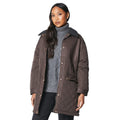 Chocolate - Front - Principles Womens-Ladies Quilted Corduroy Collar Jacket