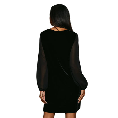 Black - Back - Principles Womens-Ladies Chain Detail Velvet Shift Dress