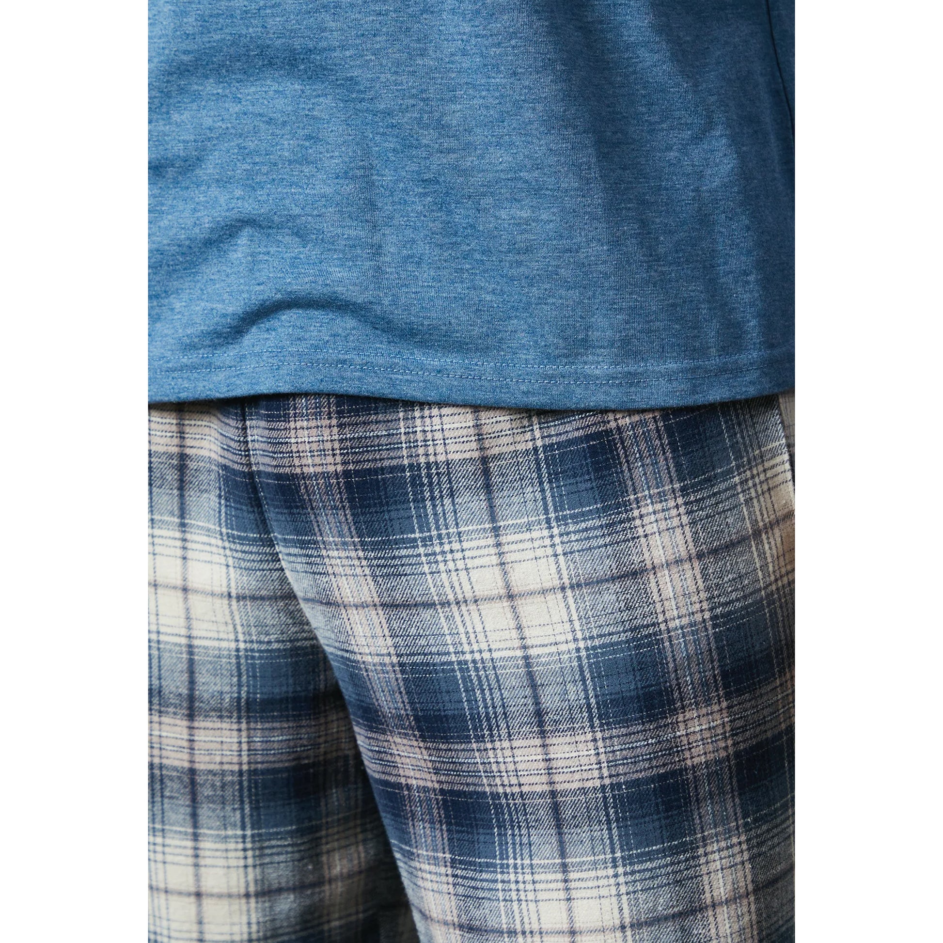 Blue - Lifestyle - Maine Mens Checked Brushed Pyjama Set