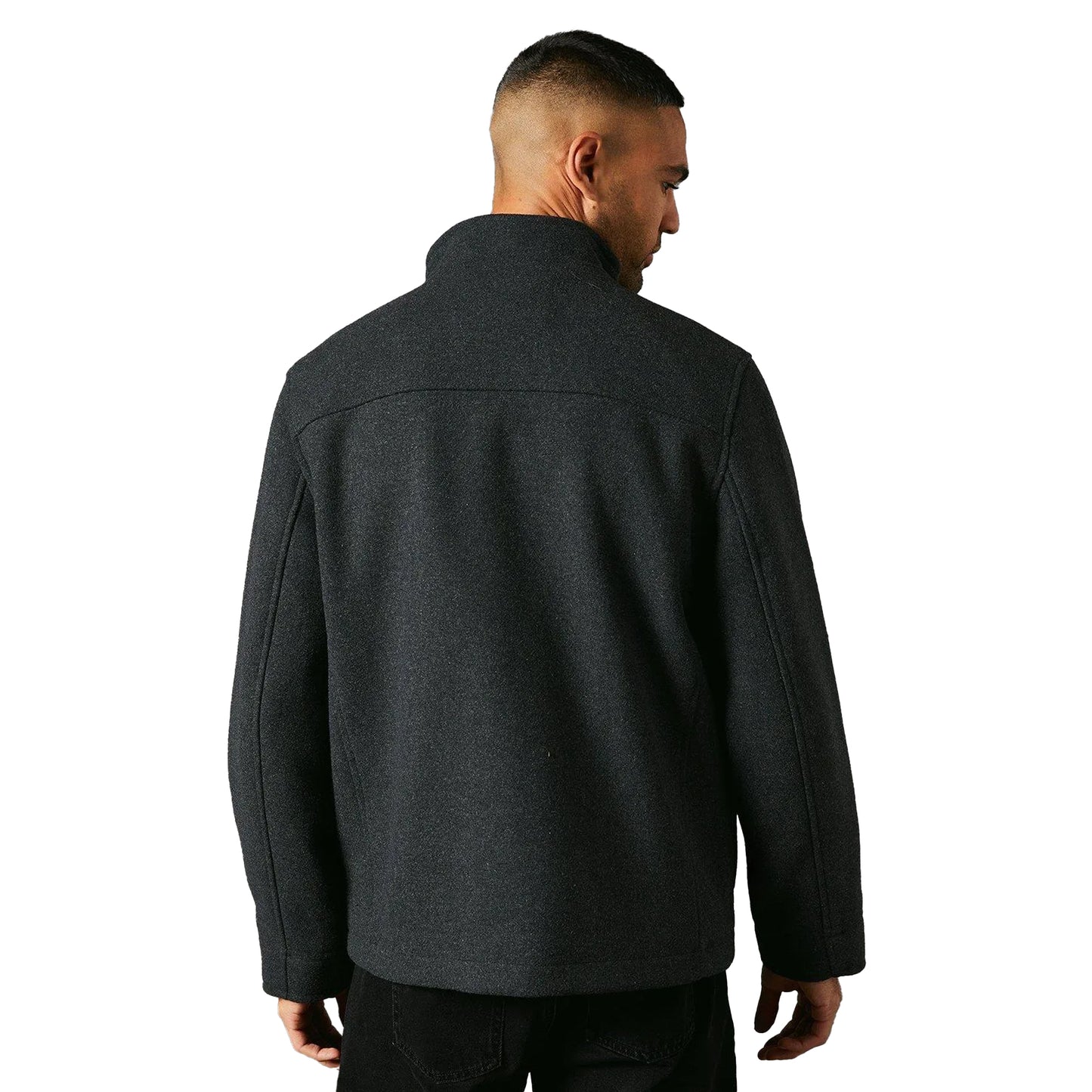 Charcoal - Back - Maine Mens Wool Blend 4 Pockets Jacket