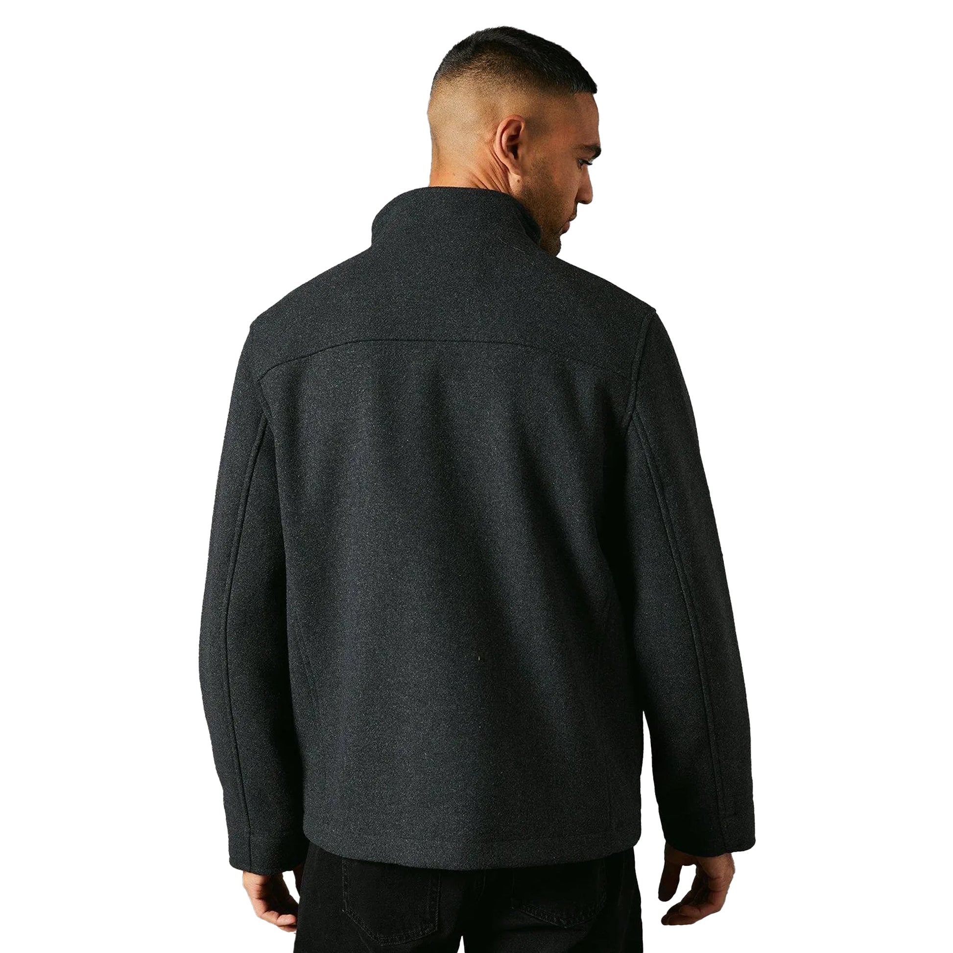 Charcoal - Back - Maine Mens Wool Blend 4 Pockets Jacket