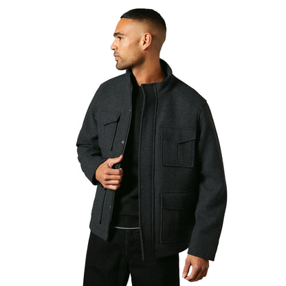 Charcoal - Front - Maine Mens Wool Blend 4 Pockets Jacket