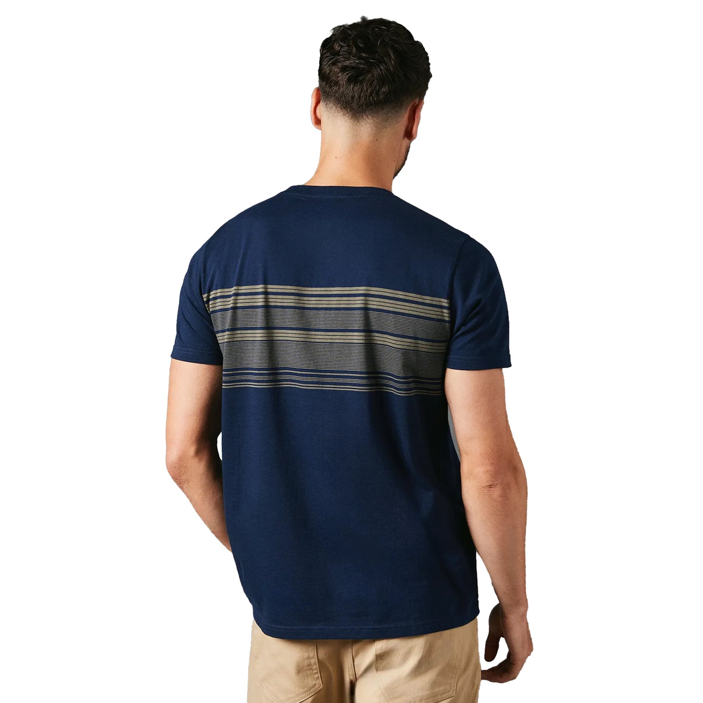 Navy - Back - Maine Mens Chest Stripe T-Shirt