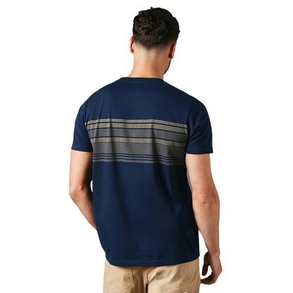 Navy - Back - Maine Mens Chest Stripe T-Shirt