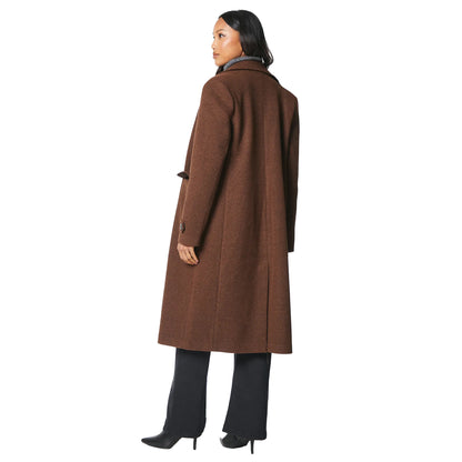 Chocolate - Back - Principles Womens-Ladies Faux Wool Double-Breasted Trench Coat
