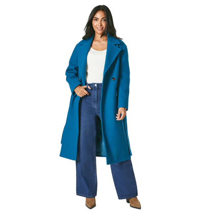 Petrol - Front - Principles Womens-Ladies Maxi Double-Breasted Petite Coat