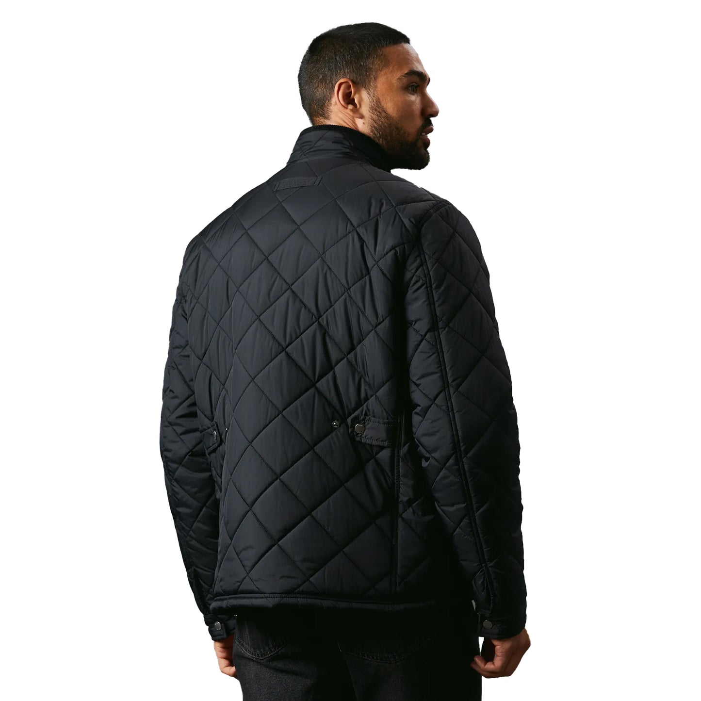 Black - Back - Maine Mens Quilted 4 Pockets Padded Jacket