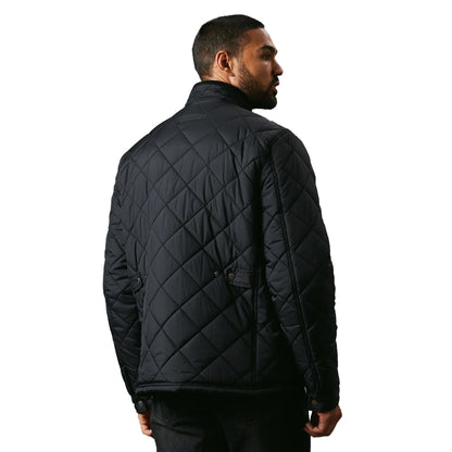 Black - Back - Maine Mens Quilted 4 Pockets Padded Jacket