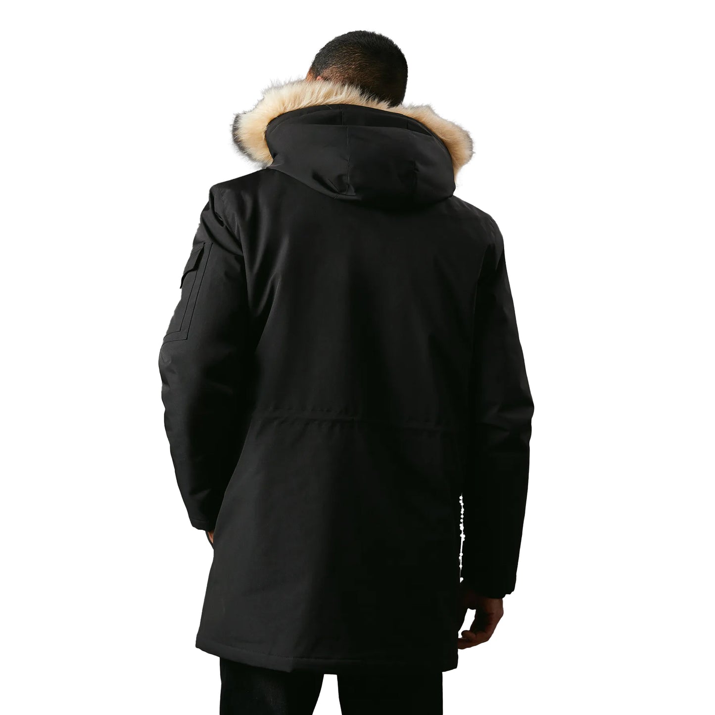 Black - Back - Maine Mens Hooded 4 Pockets Parka