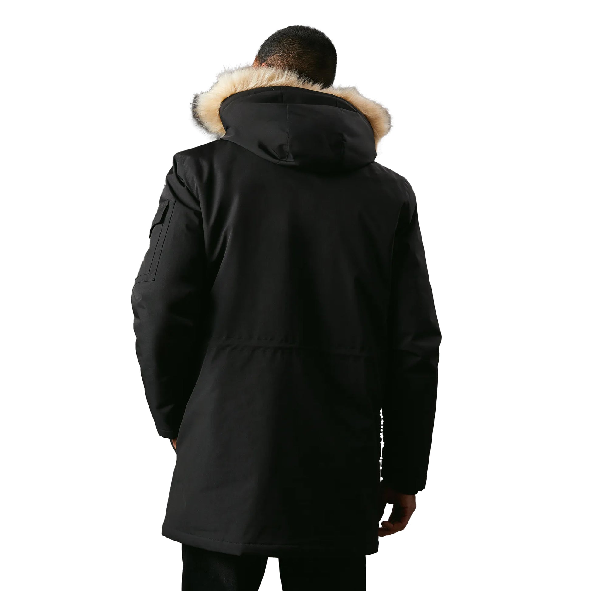 Black - Back - Maine Mens Hooded 4 Pockets Parka