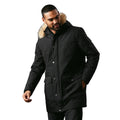 Black - Side - Maine Mens Hooded 4 Pockets Parka