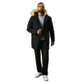 Black - Front - Maine Mens Hooded 4 Pockets Parka